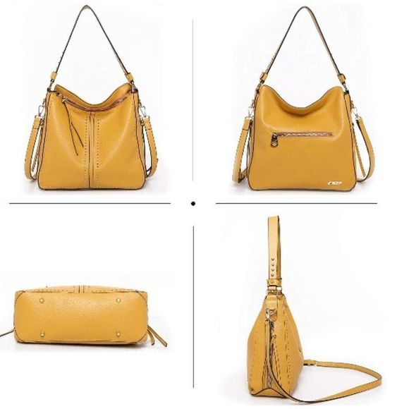 New GLA Leather Shoulder Bag-Mustard Yellow - Picture 4 of 7